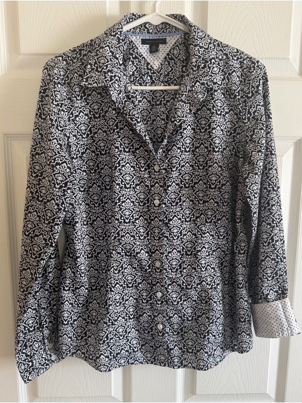 Tommy Hilfiger Black and White Printed Button-Down Shirt